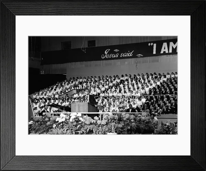 Framed Print : Cliff Richard attends the Billy Graham service at Earls Court. 16th June 1966 Framed Print : Cliff Richard attends the Billy Graham service at Earls Court. 16th June 1966