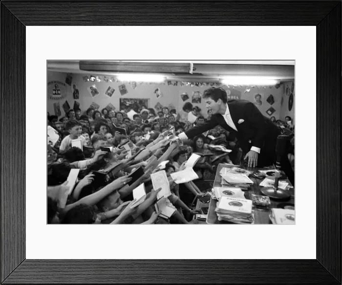 Framed Print : Cliff Richard at the Girls and Boys exhibition. 18th August 1959 Framed Print : Cliff Richard at the Girls and Boys exhibition. 18th August 1959