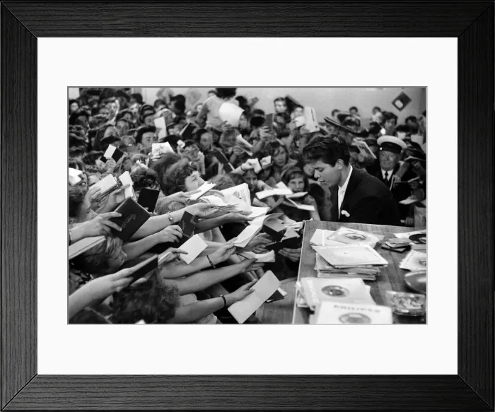 Framed Print : Cliff Richard at the Girls and Boys exhibition. 18th August 1959 Framed Print : Cliff Richard at the Girls and Boys exhibition. 18th August 1959