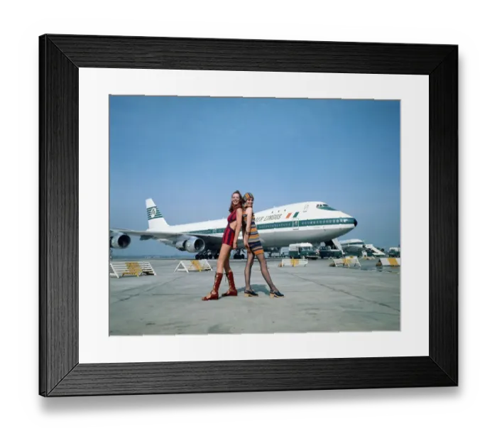 Framed Print : Irish fashion takes to the air for an Aer Lingus jumbo jet fashion show sponsored by ICI