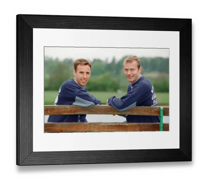 Framed Print : Gareth Southgate, (left) and Alan Shearer (right) pictured training for England Football Framed Print : Gareth Southgate, (left) and Alan Shearer (right) pictured training for England Football