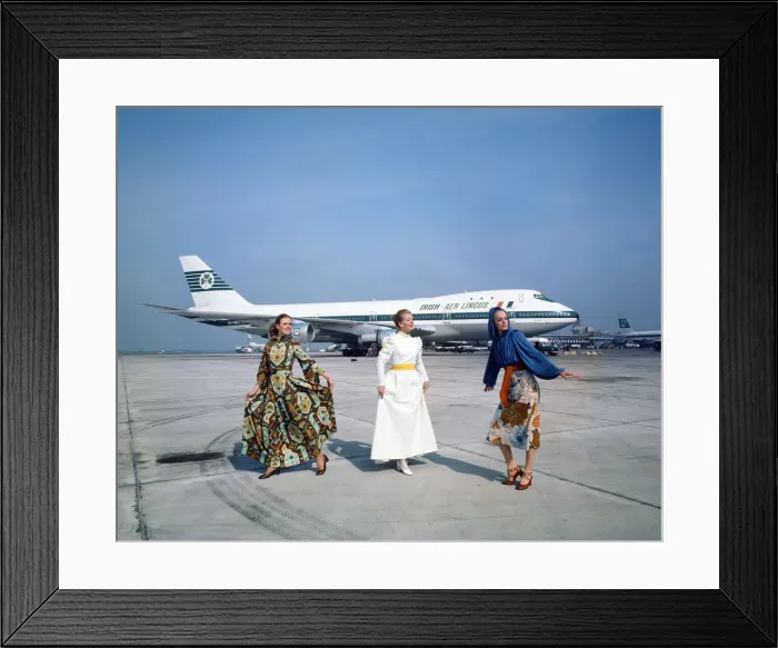 Framed Print : Irish fashion takes to the air for an Aer Lingus jumbo jet fashion show sponsored by ICI