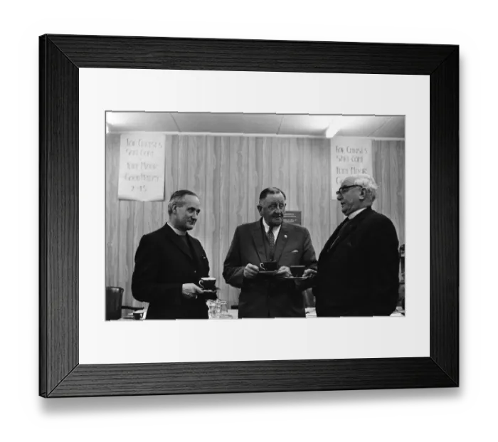 Framed Print : Bob Lord, Burnley Football Club Chairman, with the Bishop of Blackburn Framed Print : Bob Lord, Burnley Football Club Chairman, with the Bishop of Blackburn