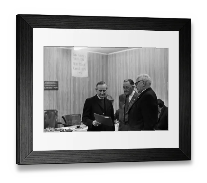 Framed Print : Bob Lord, Burnley Football Club Chairman, with the Bishop of Blackburn