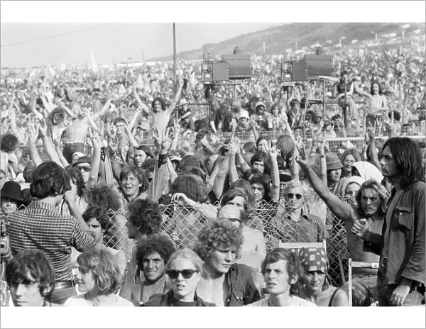 Crowds at the Isle of Wight pop festival. 30th August 1970