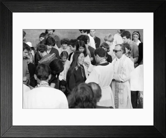 Framed Print : Morning service at the pop festival on the Isle of Wight Framed Print : Morning service at the pop festival on the Isle of Wight