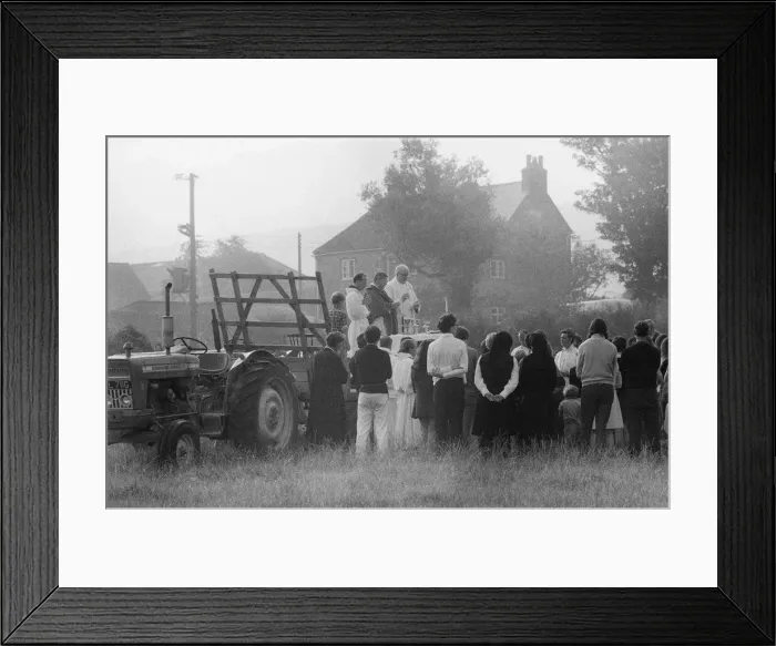 Framed Print : Morning service at the pop festival on the Isle of Wight