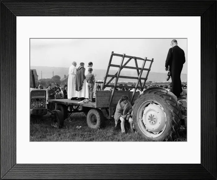 Framed Print : Morning service at the pop festival on the Isle of Wight Framed Print : Morning service at the pop festival on the Isle of Wight