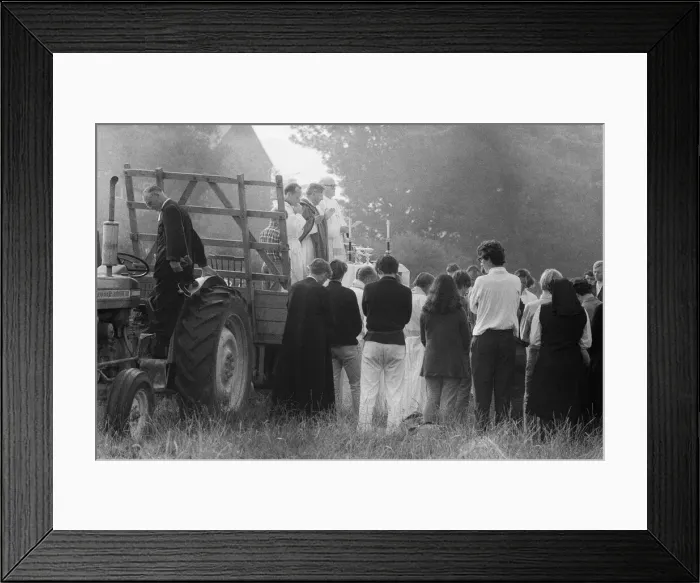 Framed Print : Morning service at the pop festival on the Isle of Wight