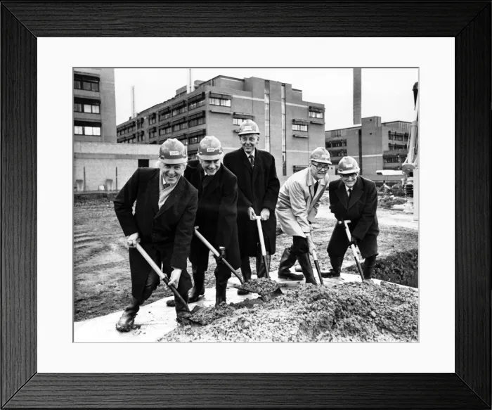 Framed Print : Digging in as work is launched on the Royal Victoria Infirmary extension, left to right Framed Print : Digging in as work is launched on the Royal Victoria Infirmary extension, left to right