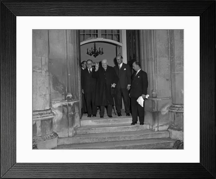 Framed Print : Former Prime Minister Winston Churchill arrives in Cambridge for a tree planting