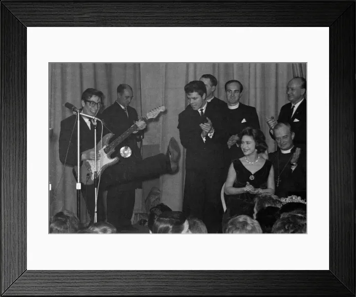 Framed Print : Princess Margaret and the Bishop of Bath and Wells clap their hands whilst listening to Framed Print : Princess Margaret and the Bishop of Bath and Wells clap their hands whilst listening to