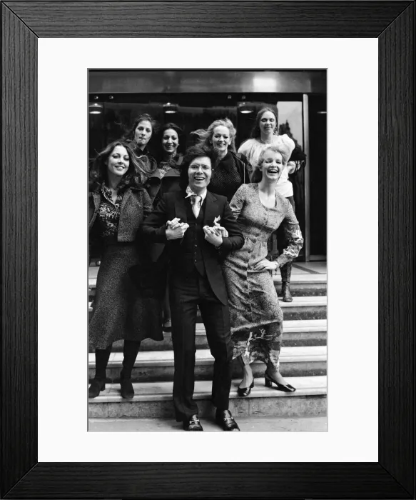 Framed Print : Cliff Richard with the dancers Pans People. Cliff Richard was voted Mr Framed Print : Cliff Richard with the dancers Pans People. Cliff Richard was voted Mr