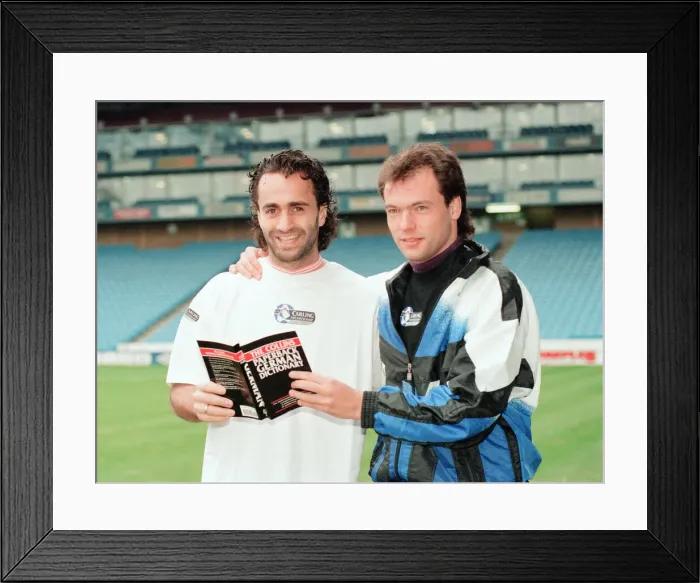 Framed Print : Uwe Rosler & Maurizio Gaudino, Manchester City football players, German signings Framed Print : Uwe Rosler & Maurizio Gaudino, Manchester City football players, German signings