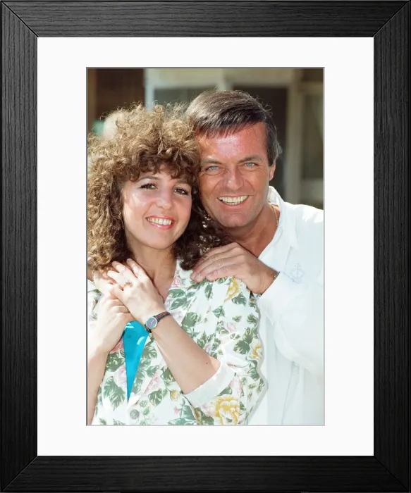 Framed Print : DJ Tony Blackburn and Debbie Thomson celebrate their engagement. 29th July 1991 Framed Print : DJ Tony Blackburn and Debbie Thomson celebrate their engagement. 29th July 1991