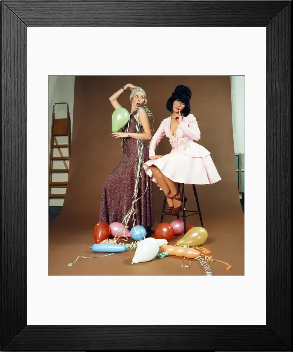 Framed Print : Christmas party fashions, modelled by Helen and Monique. Helen, left, wears £14 Framed Print : Christmas party fashions, modelled by Helen and Monique. Helen, left, wears £14