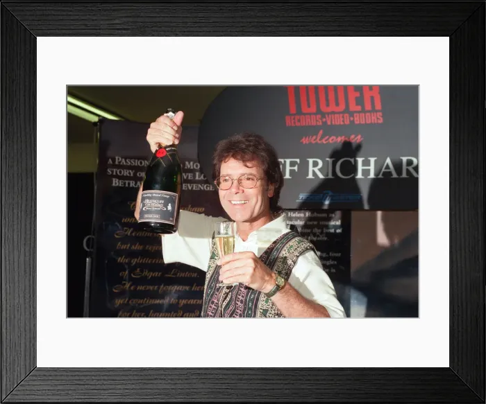 Framed Print : Sir Cliff Richard at Tower Records in Londons Piccadilly Circus Framed Print : Sir Cliff Richard at Tower Records in Londons Piccadilly Circus