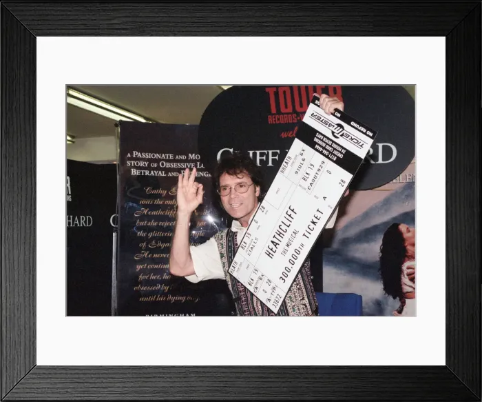 Framed Print : Sir Cliff Richard at Tower Records in Londons Piccadilly Circus