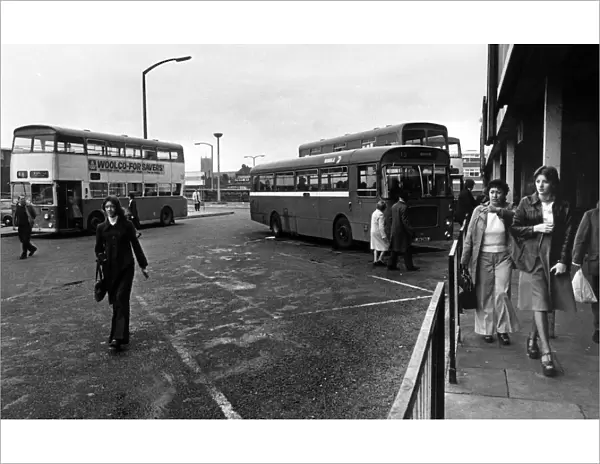 New Strand bus depot, Bootle, Liverpool. 29th September 1976
