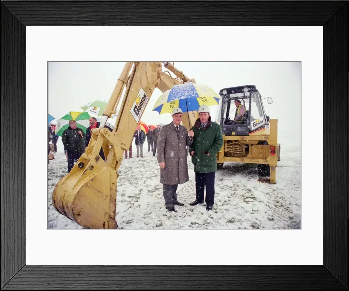 Framed Print : Turf cutting Durham Cricket new ground. Don Robson, the chairman of Durham CCC, left Framed Print : Turf cutting Durham Cricket new ground. Don Robson, the chairman of Durham CCC, left