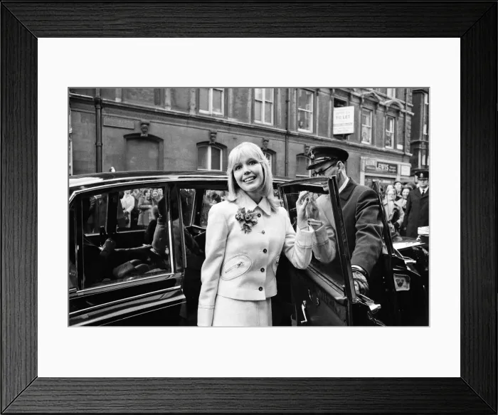 Framed Print : The wedding of Tony Blackburn and Tessa Wyatt at Caxton Hall, London. The bride arrives Framed Print : The wedding of Tony Blackburn and Tessa Wyatt at Caxton Hall, London. The bride arrives