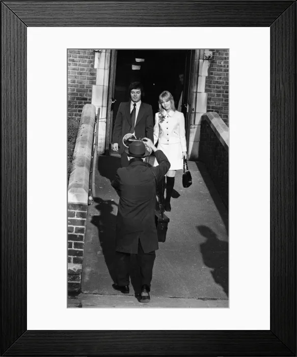 Framed Print : The wedding of Tony Blackburn and Tessa Wyatt at Caxton Hall, London. 2nd March 1972 Framed Print : The wedding of Tony Blackburn and Tessa Wyatt at Caxton Hall, London. 2nd March 1972