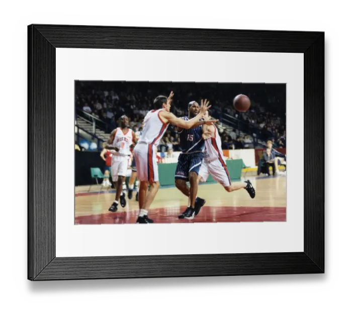 Framed Print : Newcastle Comets v Leicester Riders, Paul Douglas of the Comets takes on the Riders