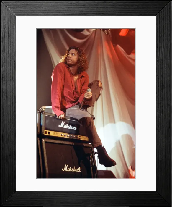 Framed Print : INXS performing at Cardiff University Students Union. Frontman Michael Hutchence Framed Print : INXS performing at Cardiff University Students Union. Frontman Michael Hutchence