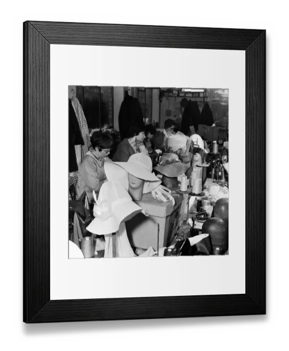 Framed Print : Easter bonnets being made at Edward Mann Ltd. hat factory in Stoke Newington Framed Print : Easter bonnets being made at Edward Mann Ltd. hat factory in Stoke Newington
