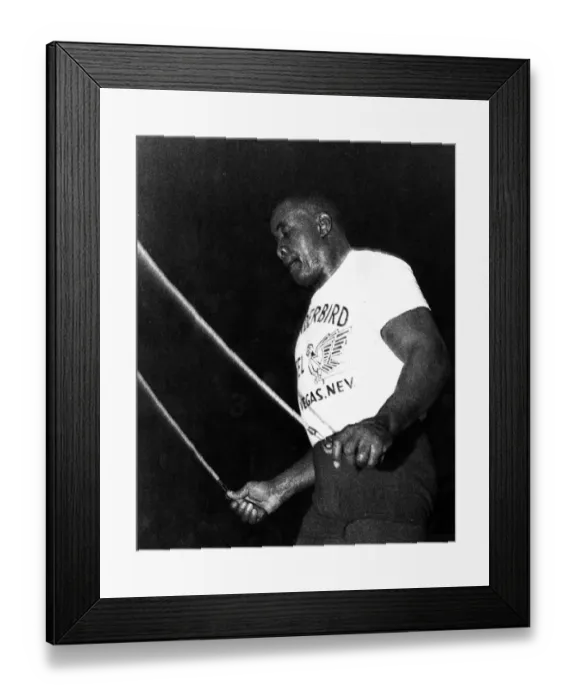 Framed Print : Sonny Liston at St James Hall, Newcastle. He goes straight into nine minutes