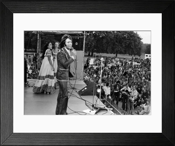 Framed Print : Cliff Richard performing at the Jesus Festival in Hyde Park, London. 1st September 1972 Framed Print : Cliff Richard performing at the Jesus Festival in Hyde Park, London. 1st September 1972