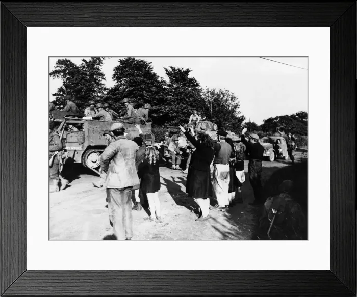 Framed Print : American motorised troops rushing to the battle of Cherbourg