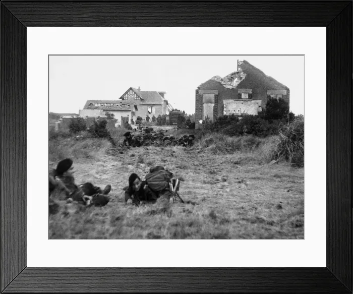 Framed Print : Inland from French beaches under shell, mortar and sniper fire