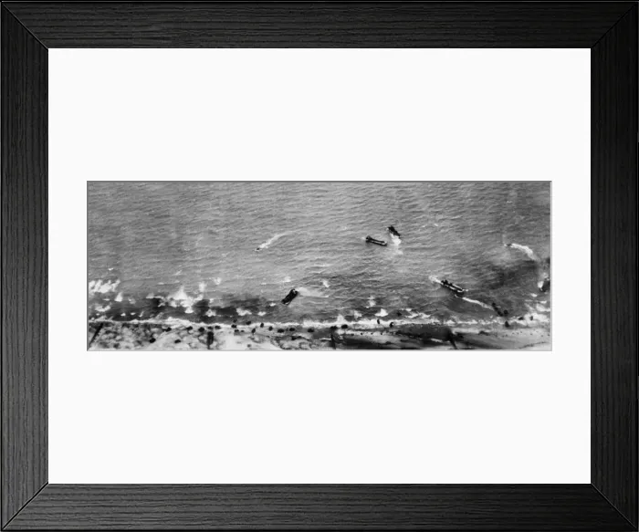 Framed Print : An aerial view of the storming of Beach Head in the great allied attack on the French