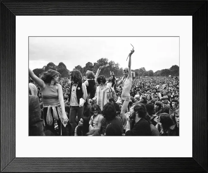 Framed Print : Picture shows the huge audience at London Hyde Park for a concert by Don Mclean - America