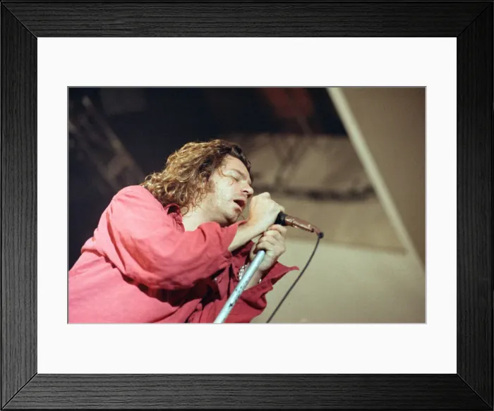 Framed Print : INXS performing at Cardiff University Students Union. Frontman Michael Hutchence Framed Print : INXS performing at Cardiff University Students Union. Frontman Michael Hutchence