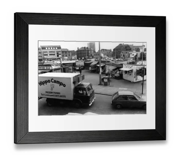 Framed Print : Mill Lane Open Air Market, Cardiff, Wales, Thursday 25th June 1981