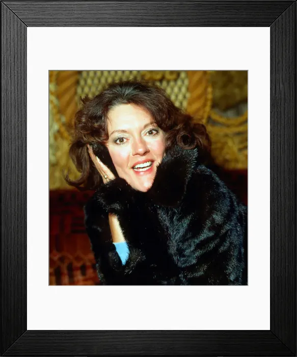 Framed Print : Carolyn Jones wearing fur coat March 1982 Framed Print : Carolyn Jones wearing fur coat March 1982