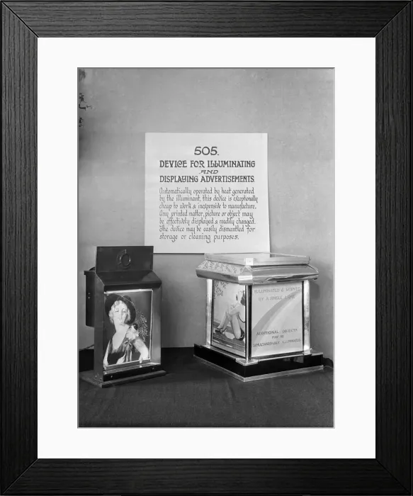 Framed Print : Advertising machine. Invention exhibited at Central Hall. October 1932 Framed Print : Advertising machine. Invention exhibited at Central Hall. October 1932