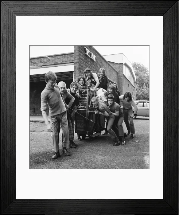 Framed Print : Piano Pushing Competition at Young Mens Christian Association, Teesside, North East Framed Print : Piano Pushing Competition at Young Mens Christian Association, Teesside, North East