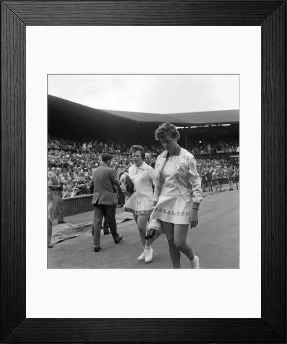Framed Print : Wimbledon Tennis, Billie Jean Moffitt, on the left, (later King) and Margaret Smith Framed Print : Wimbledon Tennis, Billie Jean Moffitt, on the left, (later King) and Margaret Smith