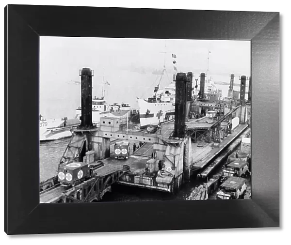 Prefabricated Ports. Picture shows: LST Spud pierhead assembly showing clearing