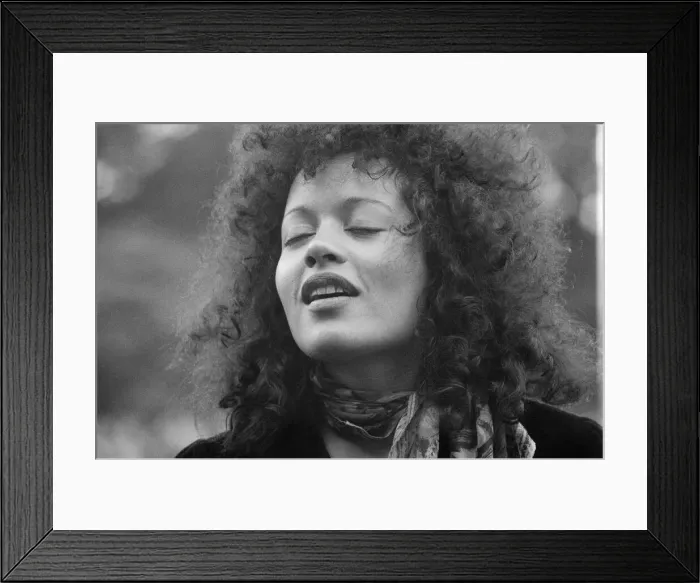 Framed Print : Picture shows the a fan amongst the huge audience at London Hyde Park for a concert by Framed Print : Picture shows the a fan amongst the huge audience at London Hyde Park for a concert by