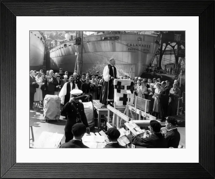 Framed Print : Bishop Herbert Gresford Jones conducting the commissioning service for HMS Whitby Framed Print : Bishop Herbert Gresford Jones conducting the commissioning service for HMS Whitby