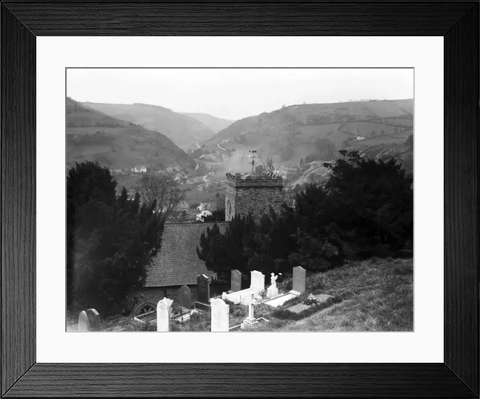 Framed Print : Vale of Ceiriog from Glyn Church, North Wales. May 1932 Framed Print : Vale of Ceiriog from Glyn Church, North Wales. May 1932