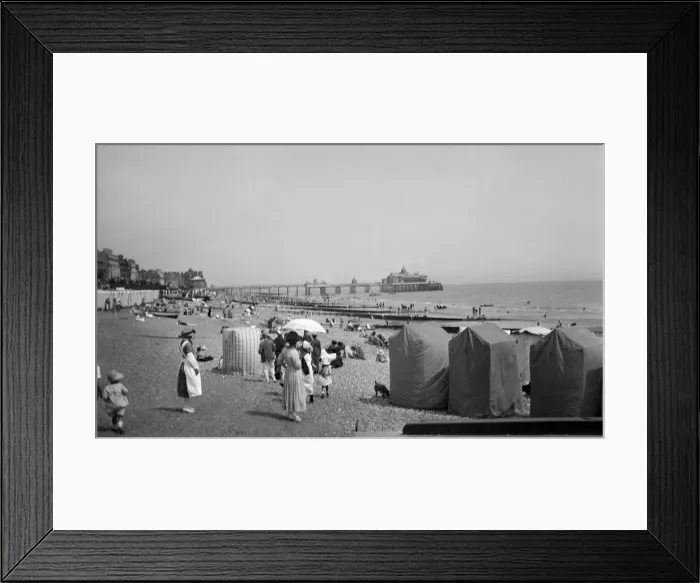 Framed Print : People on the beach at Eastbourne, East Sussex, 1921. Tyrell Collection