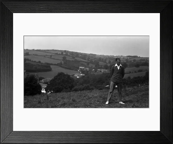 Framed Print : A man pictured standing in Teignmouth, Devon. 1926. Tyrell Collection Framed Print : A man pictured standing in Teignmouth, Devon. 1926. Tyrell Collection