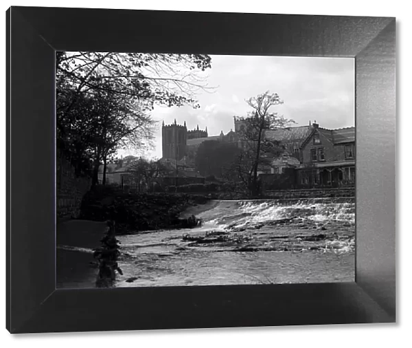 View of Ripon Cathedral from the River Ouse, North Yorkshire. 1932