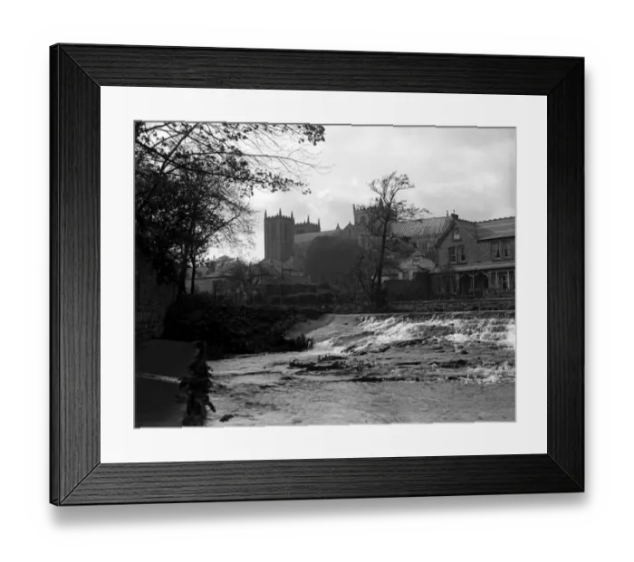 Framed Print : View of Ripon Cathedral from the River Ouse, North Yorkshire. 1932