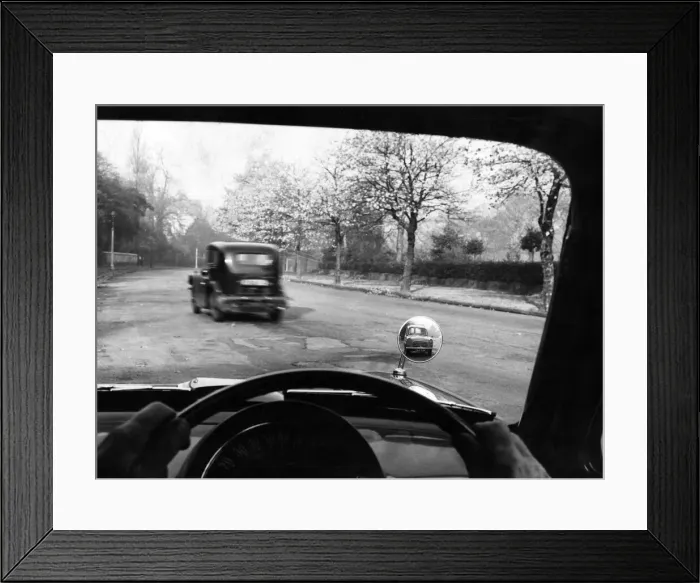 Framed Print : A correctly adjusted wing mirror can at a glance, give a motorist a clear picture of what